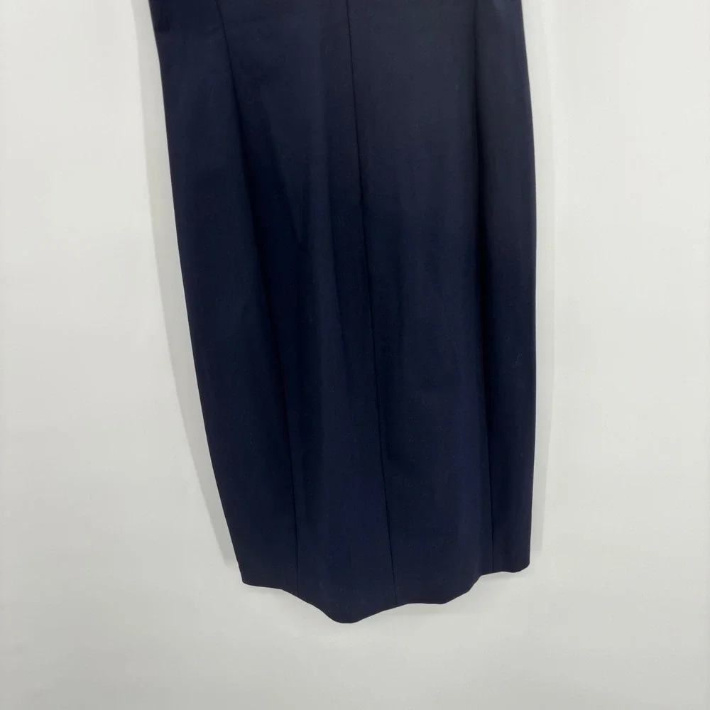 Rachel Rachel Roy Navy Blue Mock Neck Draped Ruffle Sheath Dress‎ Size 0
